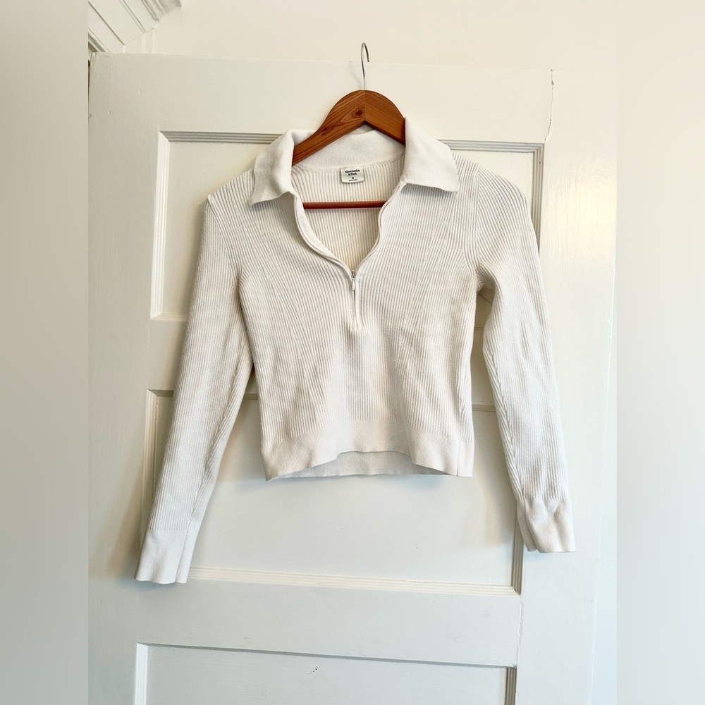 Abercrombie Quarter Zip Ribbed Sweater
